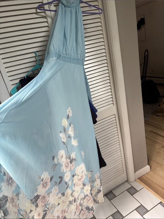 Gratson & Porter New York Dresses & Skirts - Light Blue Floral Halter Maxi Dress